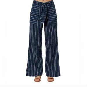 O'Neill High Waisted Navy and White Striped Wide Leg Pants size 29
